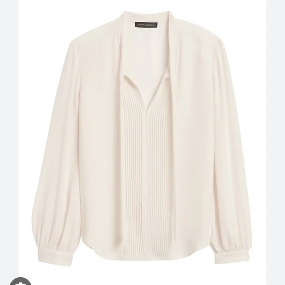 Banana Republic Tie Neck Tuxedo Blouse